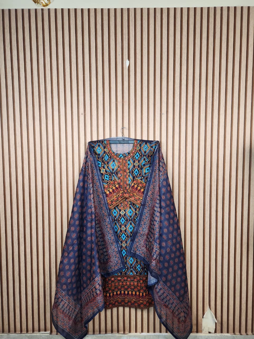 Suti embroidery digital print 3 piece dress for women in Bangladesh