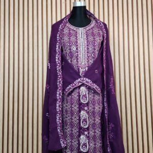 Premium Georgette Computer Embroidery Three Piece with China Stone