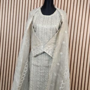 Premium Georgette Computer Embroidery Sequence Three Piece